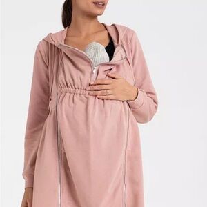Seraphine Dusty Pink Babywearing and Maternity Hooded Tunic